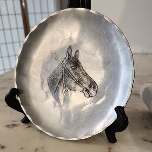 Vintage | Silver Horse Head Sculpture Plate Forged Handmade
